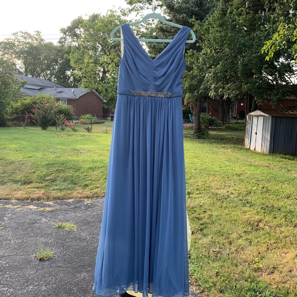 David's Bridal Steel Blue Dress